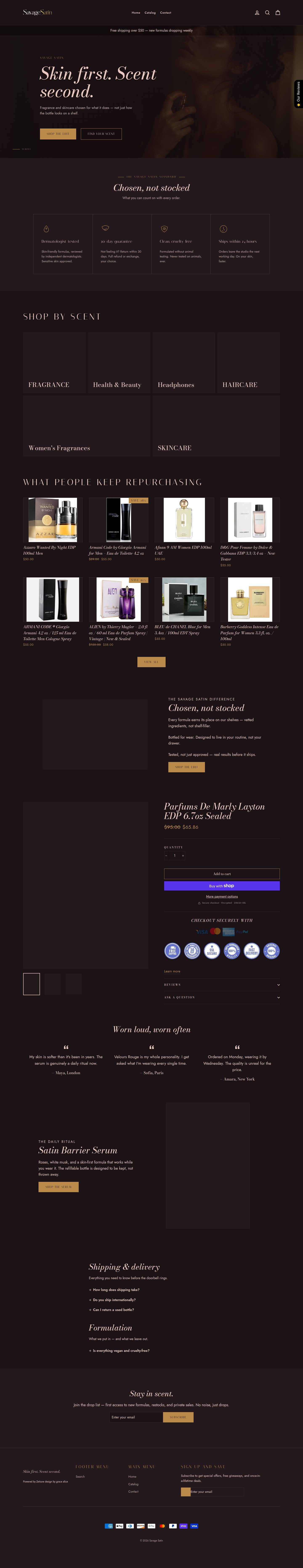 Savage Satin Shopify store built by 2D Media